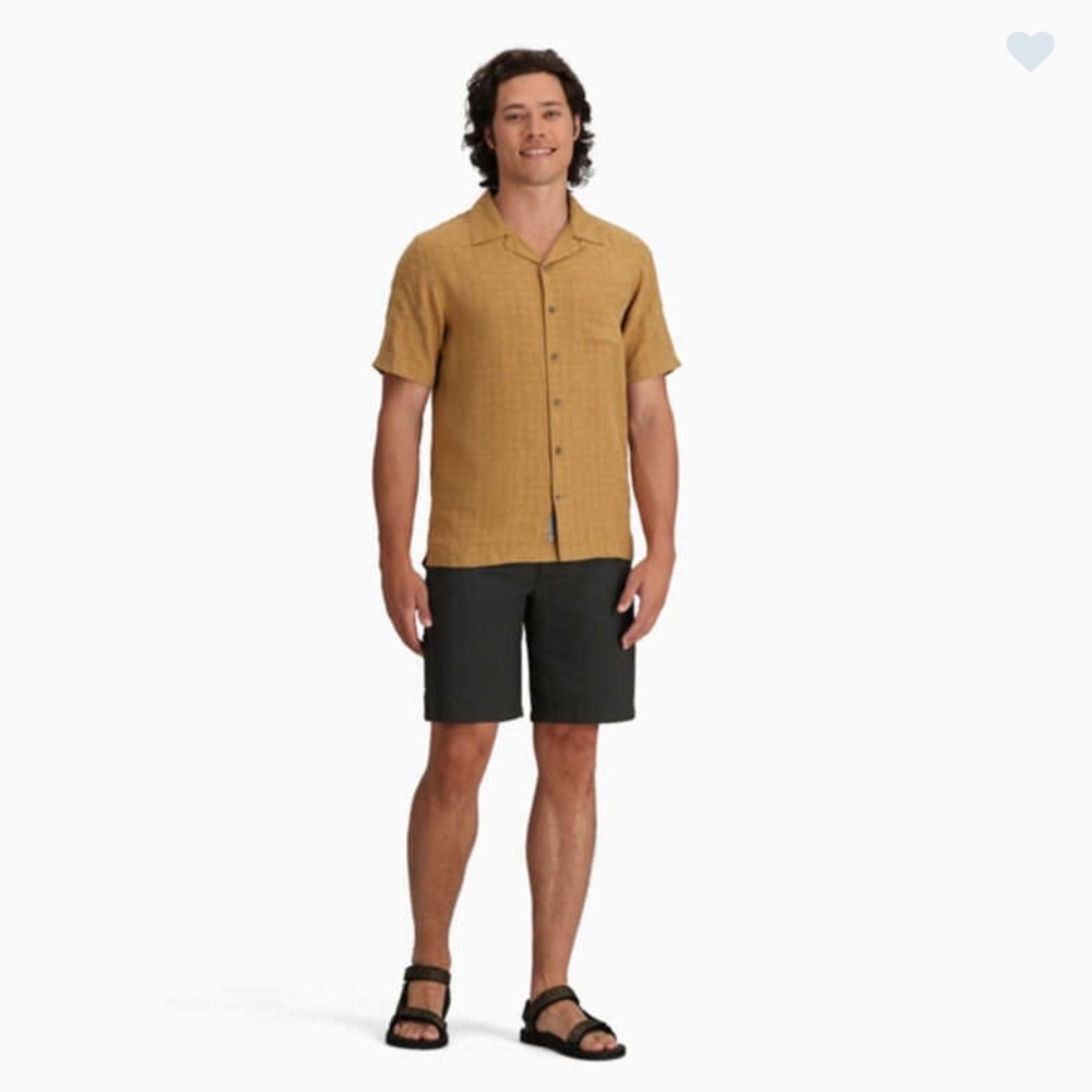 Royal Robbin’s Men’s XL Desert Pucker Button Down Short Sleeve Shirt Gold Sleeve